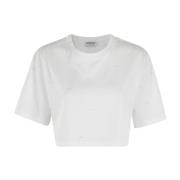 Casual Katoenen T-shirt Dondup , White , Dames