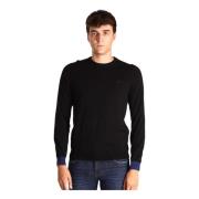 Zwarte Sweaters met Ronde Elleboog Contrast Sun68 , Black , Heren