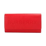 Geperforeerde Leren Continentale Portemonnee met Vakken Burberry , Red...