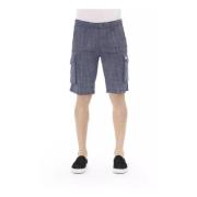 Blauwe Cargo Shorts met Rits- en Knoopsluiting Baldinini , Blue , Here...