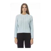 Blauwe Wol Crew Neck Sweater Baldinini , Blue , Dames