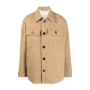 Alpaca Wool Button-Up Shirt Jacket Dries Van Noten , Brown , Heren