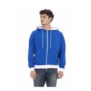 Blauwe Wollen Hoodie met Achterlogo Baldinini , Blue , Heren