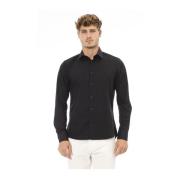 Zwarte Katoenen Italiaanse Kraag Shirt Baldinini , Black , Heren