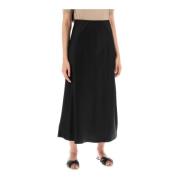 Satin Flared Midi Skirt By Herenne Birger , Black , Dames