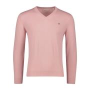 Roze V-hals Trui Gant , Pink , Heren