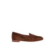 Klassieke Penny Loafer in Lichtbruin Suède Santoni , Brown , Dames