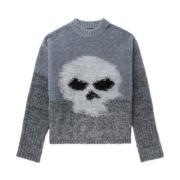 Glitter Skull Intarsia Sweater ERL , Gray , Heren
