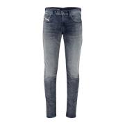 Blauwe Zomer Jeans 5-Pocket Model Diesel , Blue , Heren
