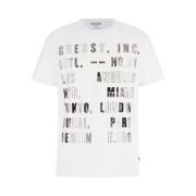 Bedrukt Logo T-shirt - Wit Guess , White , Heren