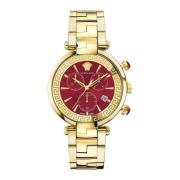 Gouden Chronograaf Horloge met Datum Versace , Yellow , Dames