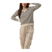 Beige V-Hals Trui CO Jersey Stitch Tommy Hilfiger , Multicolor , Dames