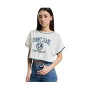 Korte Cropped Sweater Tommy Jeans , White , Dames
