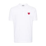Gestreept T-shirt met Hart Patch Comme des Garçons , White , Heren