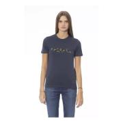 Blauwe Crew Neck T-shirt Trend Print Baldinini , Blue , Dames