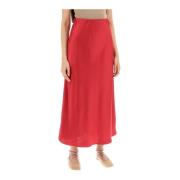 Satin Flared Midi Skirt By Herenne Birger , Pink , Dames