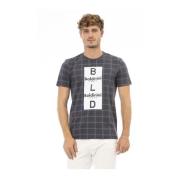 Heren Ronde Hals T-shirt Front Print Baldinini , Gray , Heren