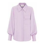 Effen Blouse met Kraag en Zak IVI , Purple , Dames