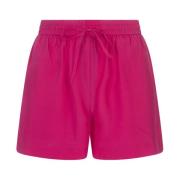 Fuchsia Zijden Elastische Taille Shorts P.a.r.o.s.h. , Pink , Dames