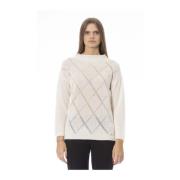 Beige Wool Ribbed Neck Sweater Baldinini , Beige , Dames