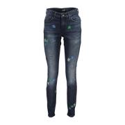 Geborduurde Slim Fit Katoenen Jeans Desigual , Blue , Dames