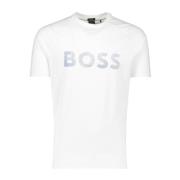 Wit Groen T-shirt Ronde Hals Katoen Hugo Boss , White , Heren