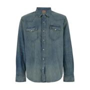 Denim Cowboy Style Blauw Overhemd Polo Ralph Lauren , Blue , Heren