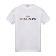 T-shirt met logo Stone Island , White , Heren