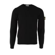 Zwarte Wolblend Trui voor Heren Stone Island , Black , Heren