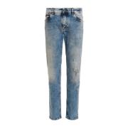 Blauwe Stretch Jeans met Gecombineerde Scheuren Dolce & Gabbana , Blue...