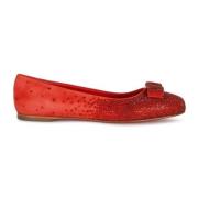 Rode Ballerina Flats Kristalversieringen Salvatore Ferragamo , Red , D...