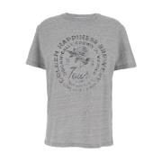 Grijze Crew Neck T-shirt met Tone-on-Tone Stiksels Golden Goose , Gray...