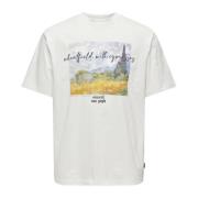 Kunst Kortemouw T-shirt Only & Sons , White , Heren