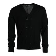 Zwarte Cashmere Gebreide Vest Trui Dolce & Gabbana , Black , Heren