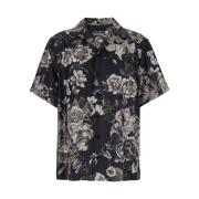 Zwarte Bloemen Zijden Shirt Dolce & Gabbana , Black , Heren