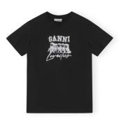 Zwarte Puppy Love Relaxed T-shirt Ganni , Black , Dames