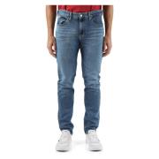 Slim Taper Jeans Vijf Zakken Calvin Klein Jeans , Blue , Heren