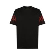 Zwart Vlam Oversized T-Shirt Vision OF Super , Black , Heren
