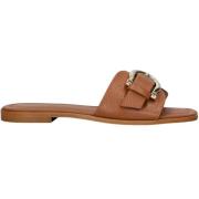 Dames Leren Instap Sandalen met Gesp Stefano Lauran , Brown , Dames