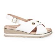 Witte Leren Sandalen Sangiorgio , White , Dames