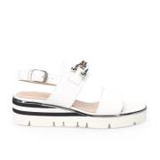 Witte Leren Sandalen Sangiorgio , White , Dames