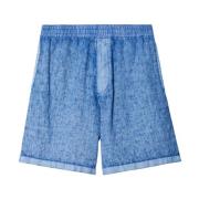 Denim Shorts met Logo Burberry , Blue , Heren