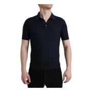 Zijden Polo T-Shirt - Donker Dolce & Gabbana , Blue , Heren