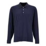 Blauw Polo Shirt Jersey Textuur Geborduurd Fay , Blue , Heren
