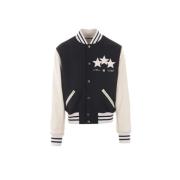 Zwarte Varsity Jas met Logo Borduursel Amiri , Black , Heren