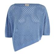 Blauwe Boothals Trui Semicouture , Blue , Dames