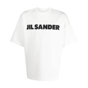 Gedrukt T-shirt in Logostijl Jil Sander , White , Dames