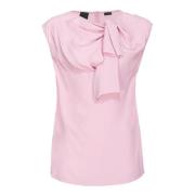 Mouwloze top van zijdeblend met strik Pinko , Pink , Dames