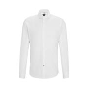 Regular Fit Katoenen Twill Overhemd - Wit Hugo Boss , White , Heren