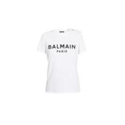 Witte korte mouw T-shirt Balmain , White , Dames